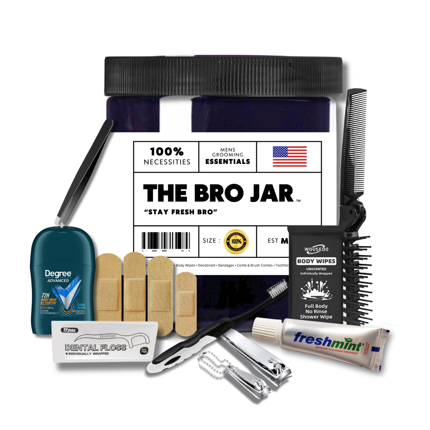 The Bro Jar™: 27-in-1 Men’s Emergency Grooming Kit | Stay Ready Anytime (Free Shipping)